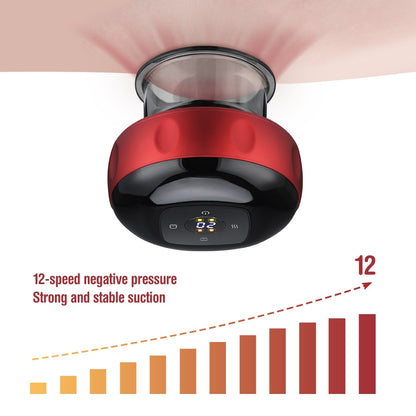 Electric Cupping Massager Scraping and Cupping Therapy Red Light Heating Vibration Pressotherapy Rechargeable Pain Relief