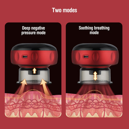 Electric Cupping Massager Scraping and Cupping Therapy Red Light Heating Vibration Pressotherapy Rechargeable Pain Relief