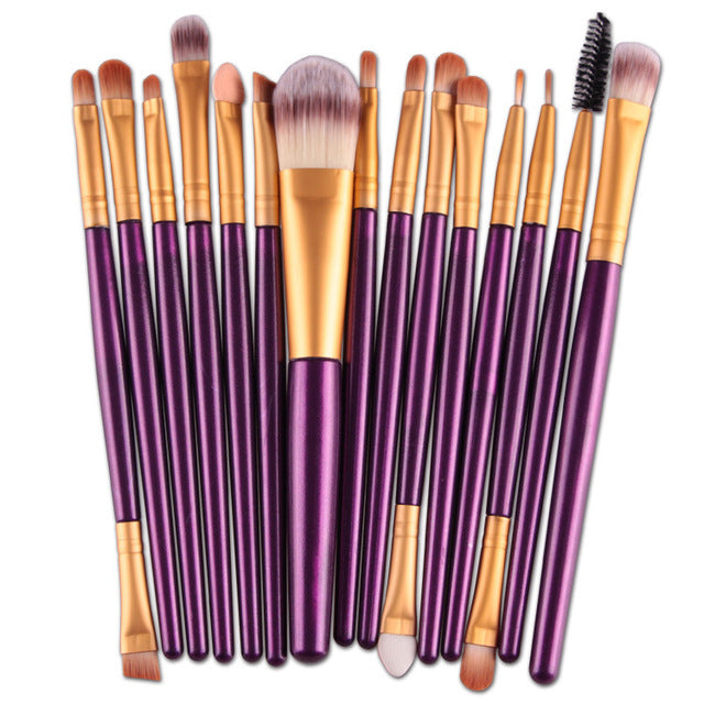 15-Piece Makeup Brush Set | Complete Face & Eye Kit – Luxurella