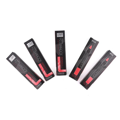 Menow 12 Color/Pack KISS PROOF Sexy Beauty Waterproof Lipstick Pen Lasting Do Not Fade Lipstick Gift 1Pcs Pencil Sharpener 4186