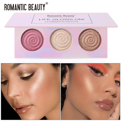 Tri-Color Baked Highlighter Palette | Pearl Glow Illuminator – Luxurella