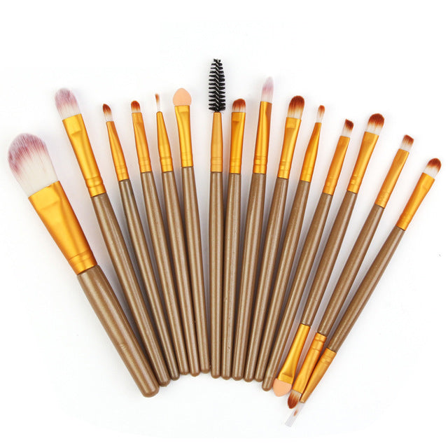 15-Piece Makeup Brush Set | Complete Face & Eye Kit – Luxurella