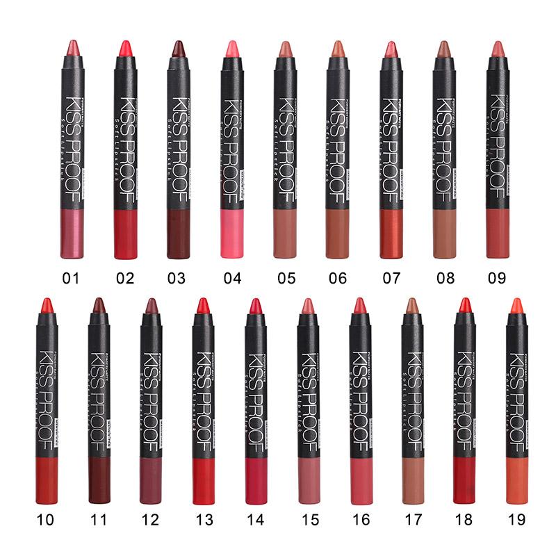 Menow 19 Color KISS PROOF Sexy Beauty Waterproof Lipstick Pen Lasting Do Not Fade Lipstick Gift 1Pcs Pencil Sharpener P13016