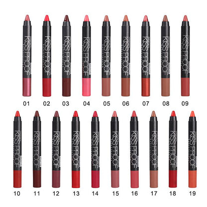 Menow 19 Color KISS PROOF Sexy Beauty Waterproof Lipstick Pen Lasting Do Not Fade Lipstick Gift 1Pcs Pencil Sharpener P13016