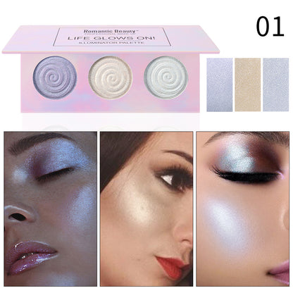 Tri-Color Baked Highlighter Palette | Pearl Glow Illuminator – Luxurella