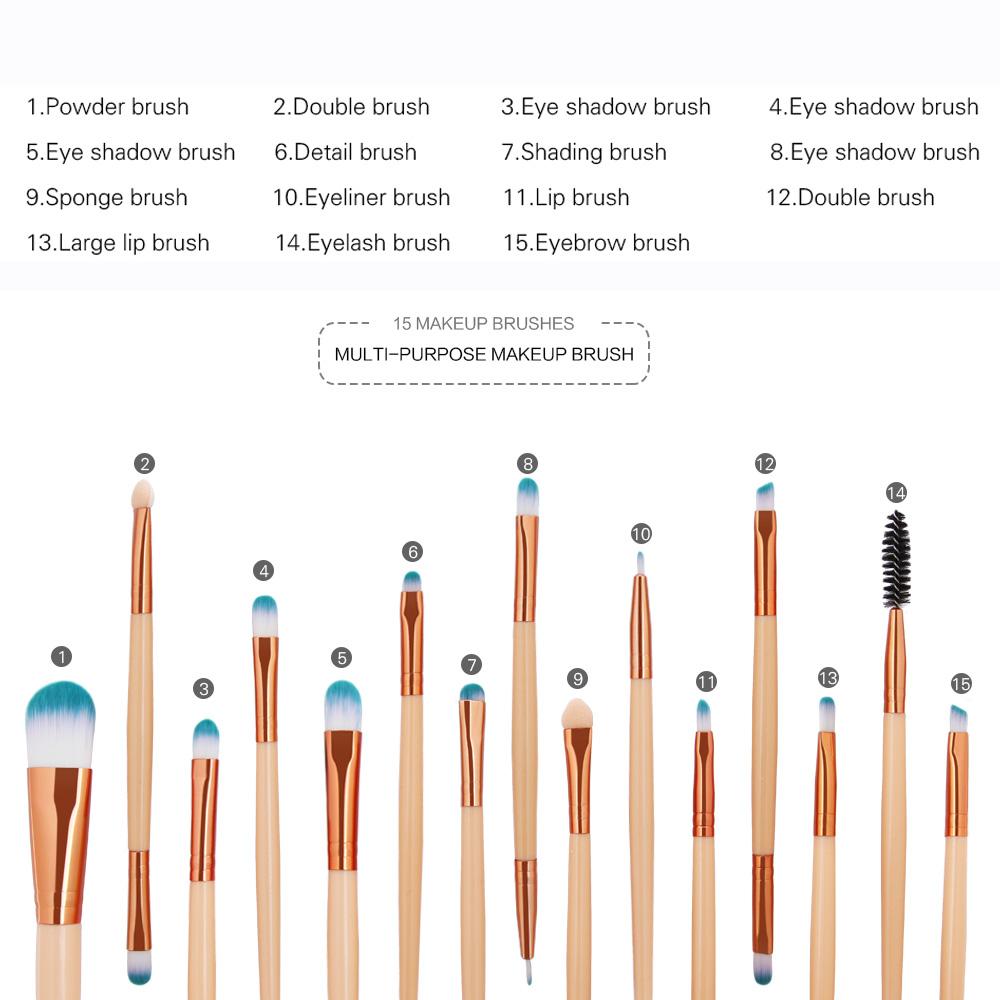 15-Piece Makeup Brush Set | Complete Face & Eye Kit – Luxurella