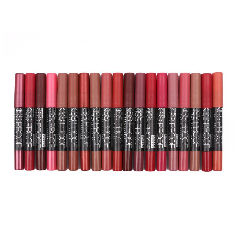 Menow 19 Color KISS PROOF Sexy Beauty Waterproof Lipstick Pen Lasting Do Not Fade Lipstick Gift 1Pcs Pencil Sharpener P13016