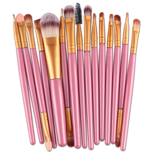 15-Piece Makeup Brush Set | Complete Face & Eye Kit – Luxurella