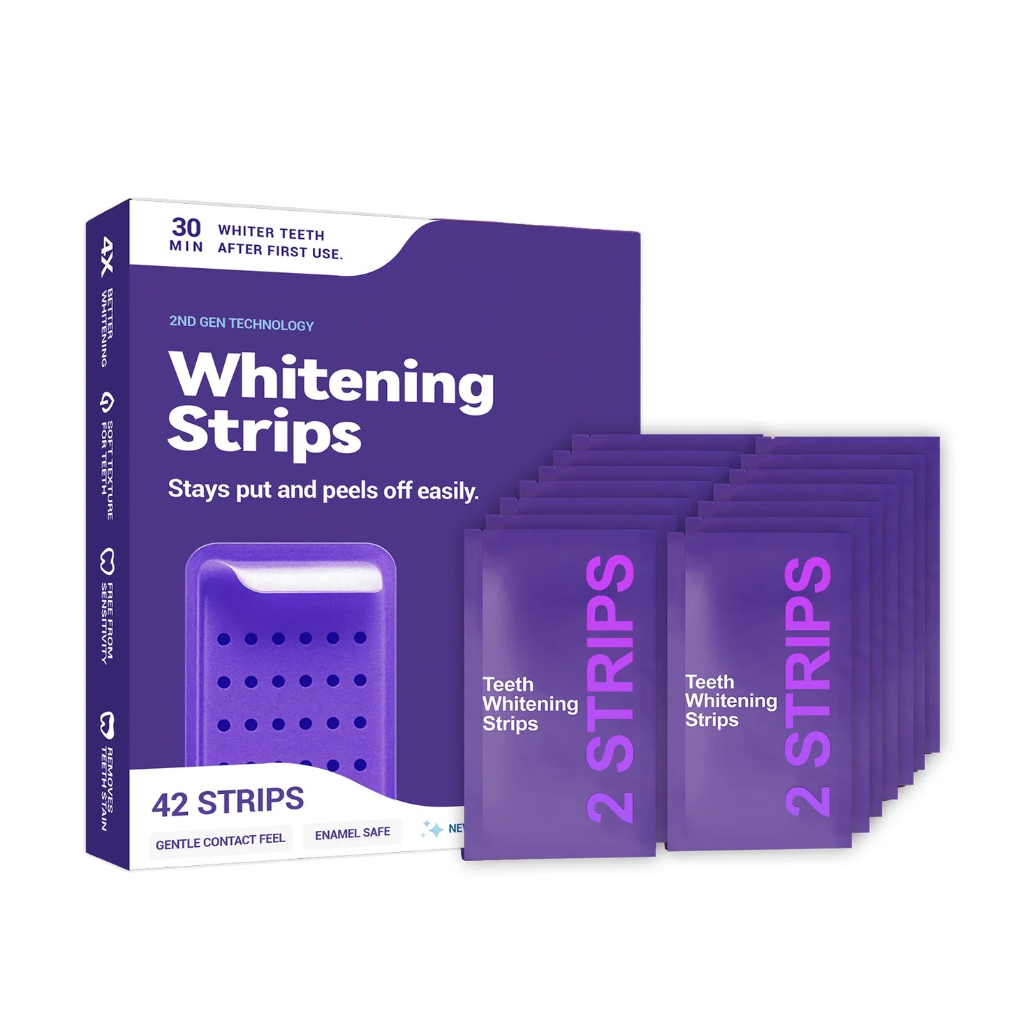 Purple Teeth Whitening Strips | Daily Oral Care Brightening Strips – Luxurella
