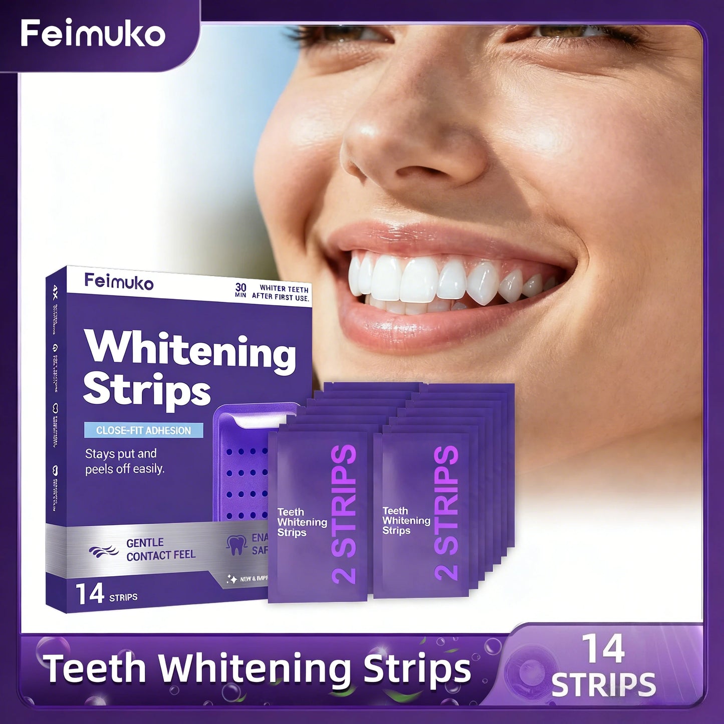 Purple Teeth Whitening Strips | Daily Oral Care Brightening Strips – Luxurella