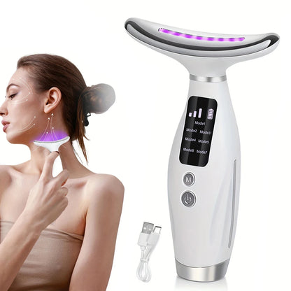 7-Color LED Neck & Face Firming Device | Portable Skin Rejuvenation Beauty Tool – Luxurella