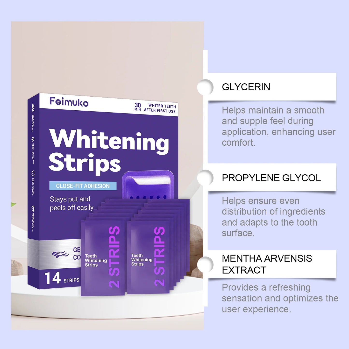 Purple Teeth Whitening Strips | Daily Oral Care Brightening Strips – Luxurella