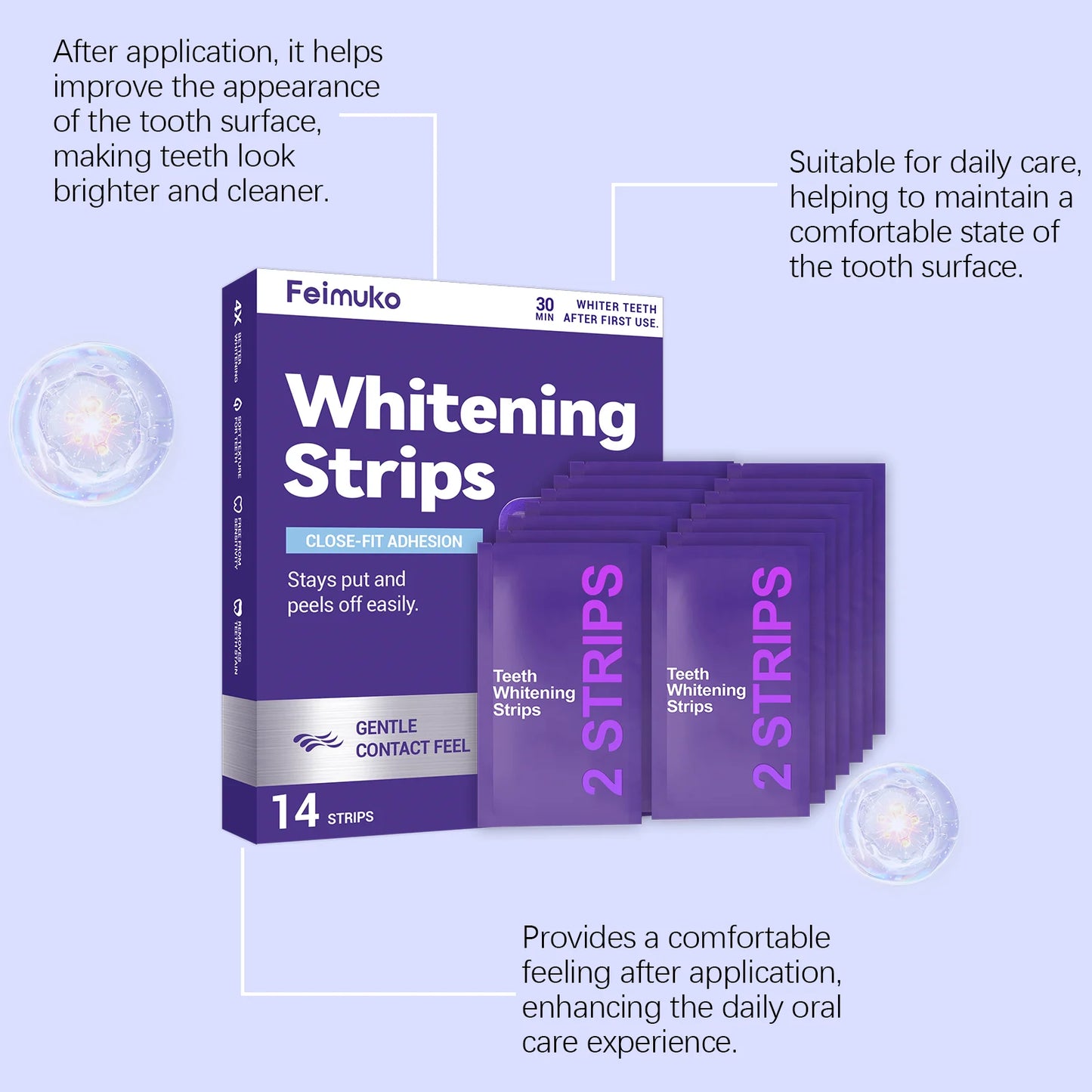 Purple Teeth Whitening Strips | Daily Oral Care Brightening Strips – Luxurella