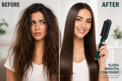Luxurella hair straightening brush before and after results