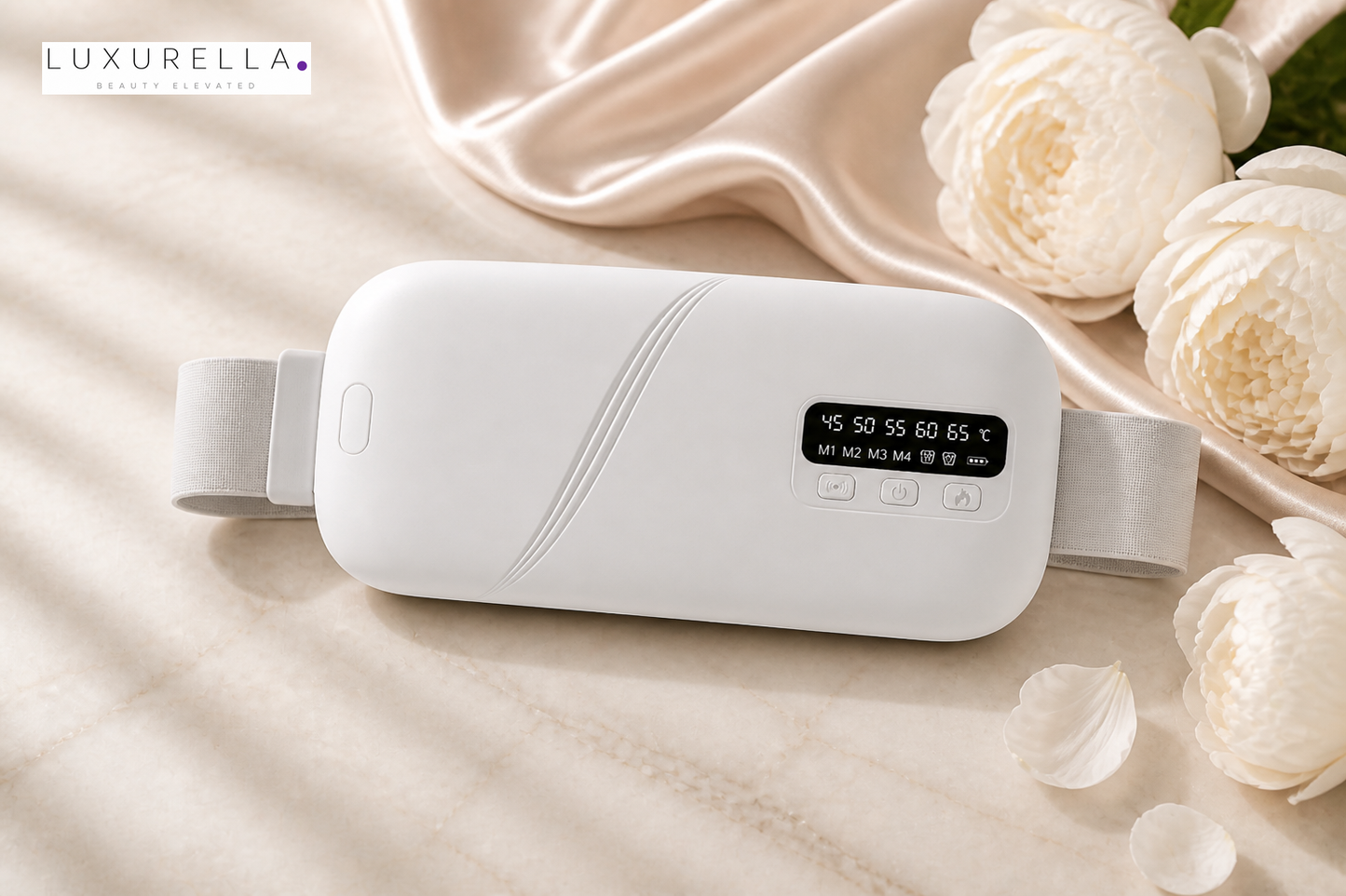 Luxurella Wireless Heat Therapy Massage Belt White - flat lay