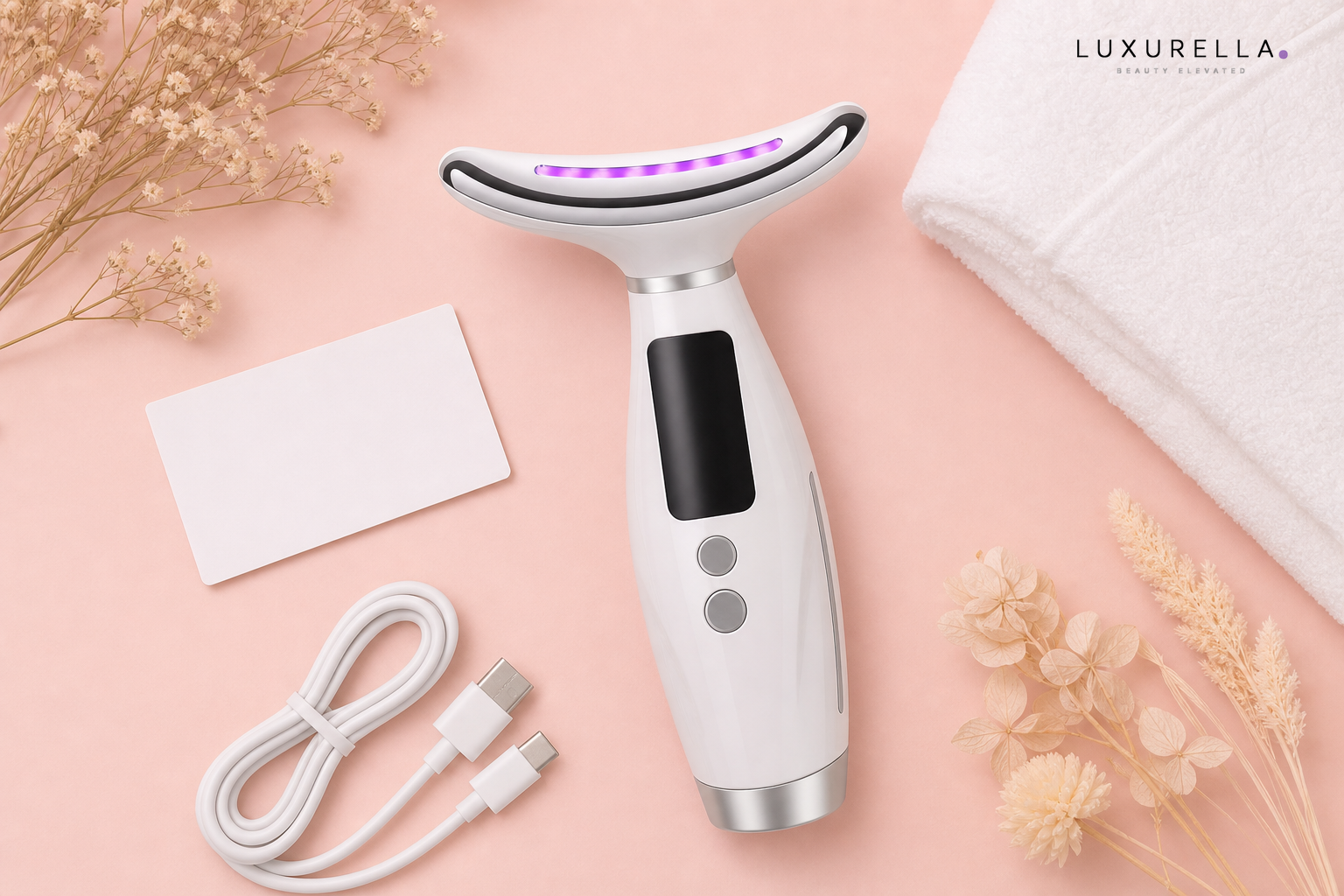 Luxurella 7-Color LED Neck and Face Firming Device - flat lay