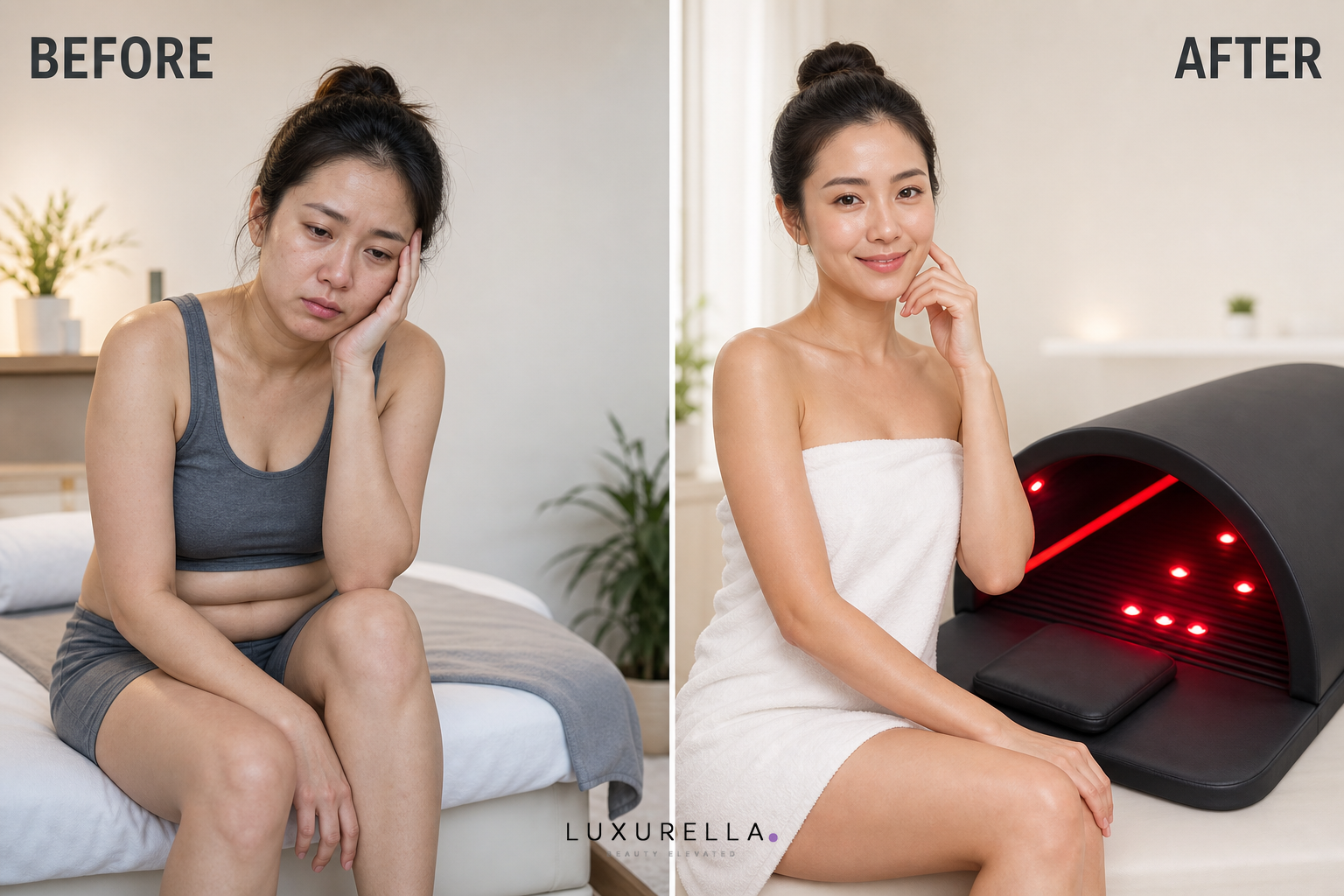 Luxurella Infrared Detox Sauna Spa Capsule - before and after